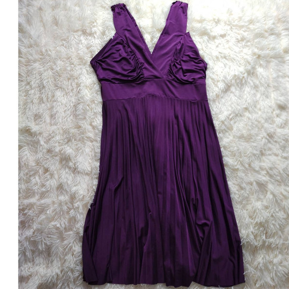 Casual Long Purple with Pleats and V-neck back Sleeveless Dress Size 2X - Picture 1 of 4